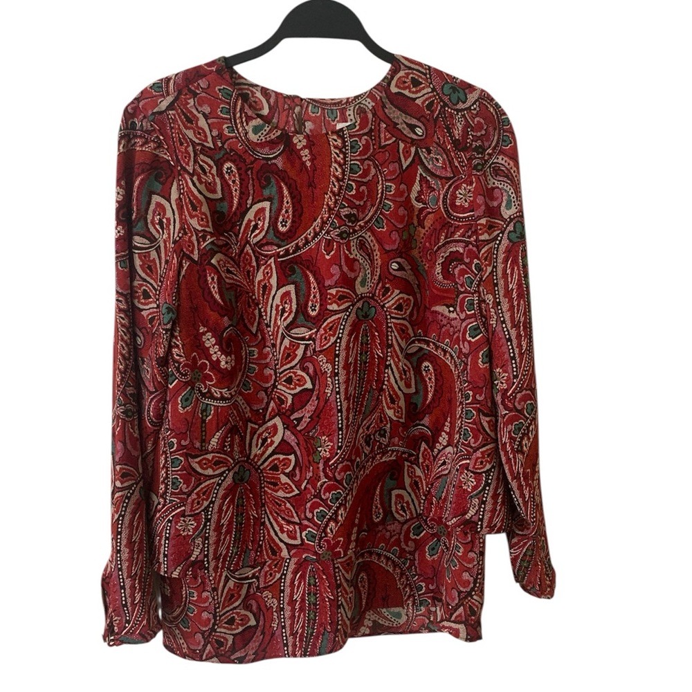 J. Jill Red and Black Paisley Blouse